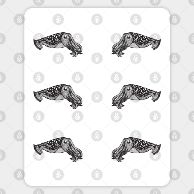 Cuttlefish Set - 6 Cuttlefish - cute ocean animal pattern or sticker set Magnet by Green Paladin